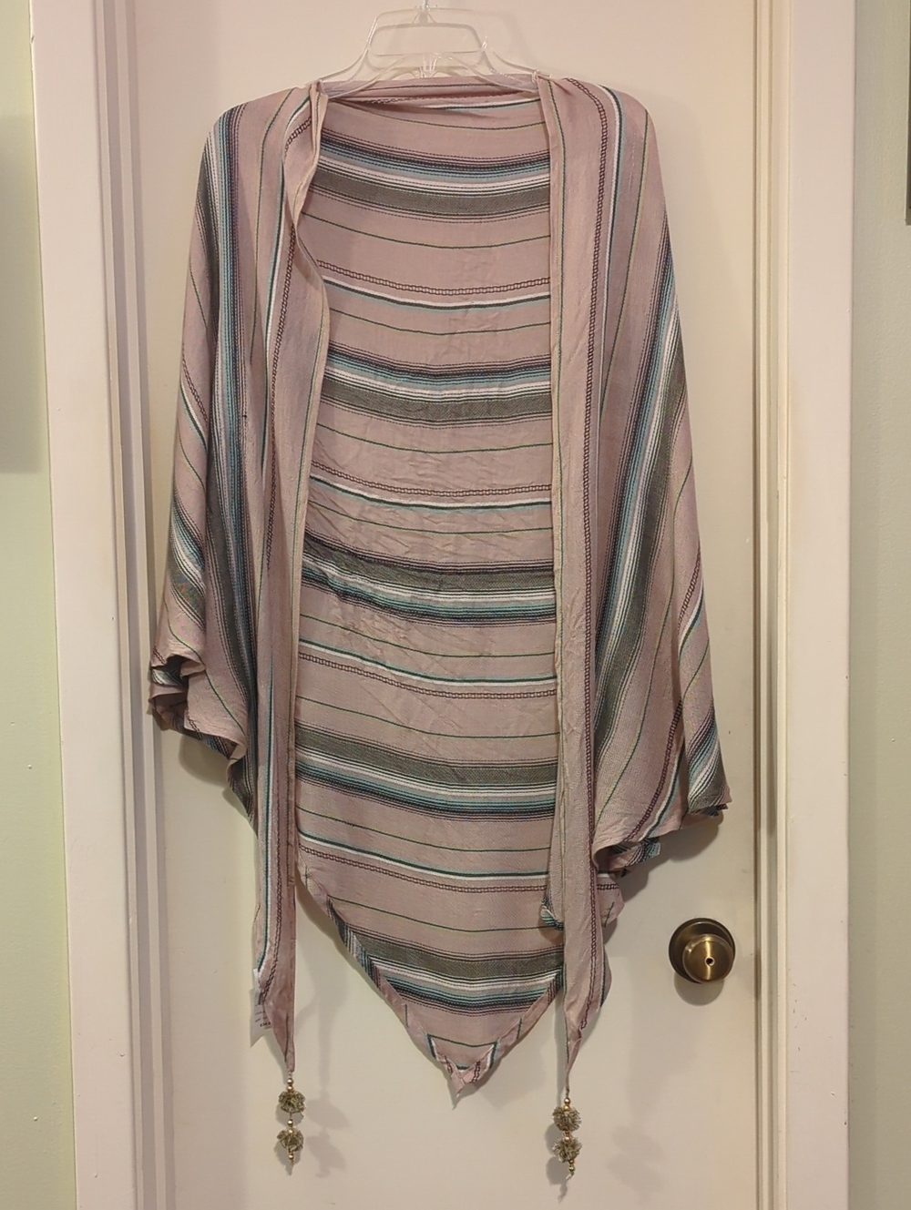Betsey Johnson Mauve Pink Striped Open-Front Kimono Shawl